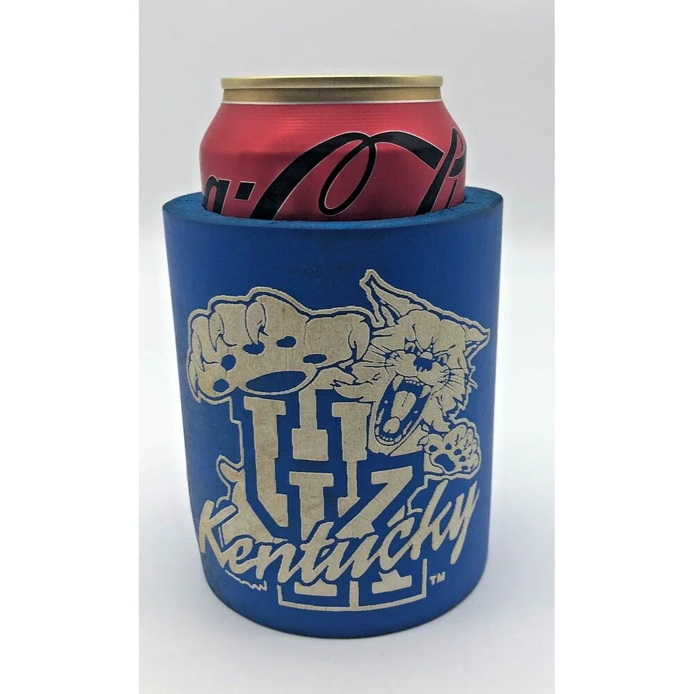 Kentucky Wildcats Cats Beer Koozie Blue Foam Tailgating Party VINTAGE READ